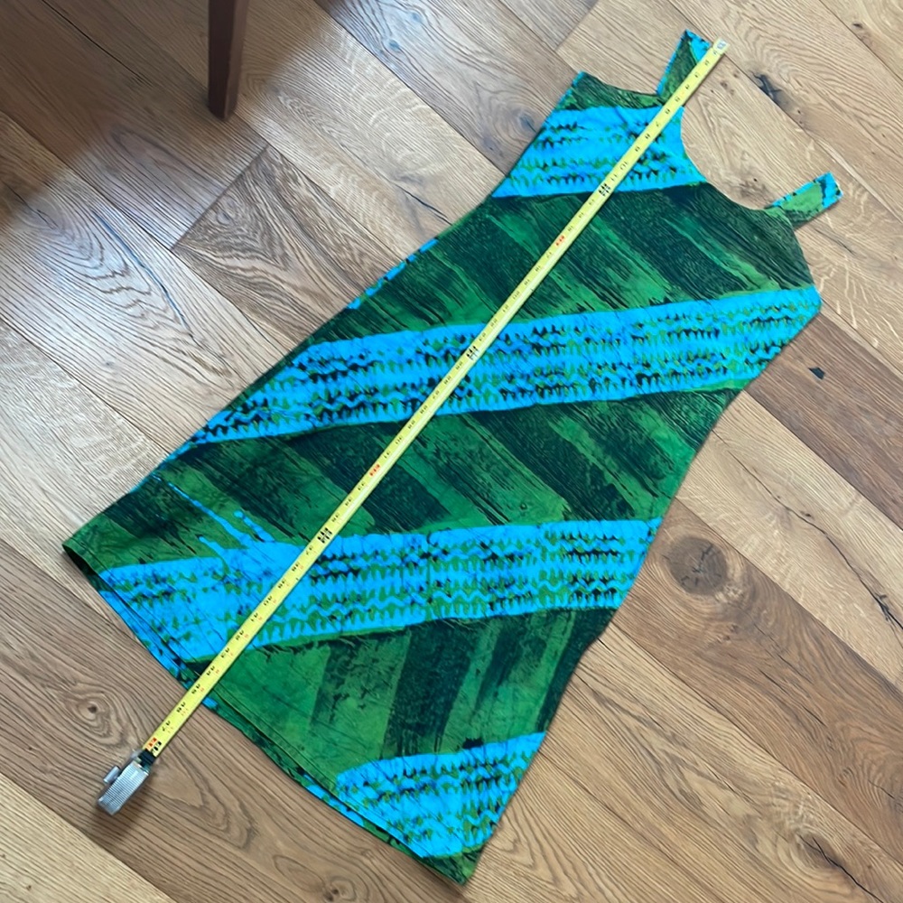 Blue-green batik shift dress